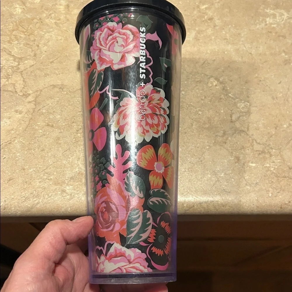 Starbucks Ban.do Midnight Flower Floral Cold Cup Venti Tumbler 24oz Bando HTF - Picture 3 of 8